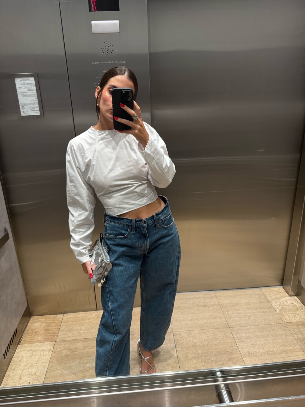 Zara White Cropped Boyfriend Top